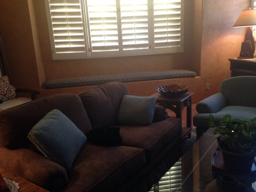 Christina Window Cushion Reupholstered window cushion,.