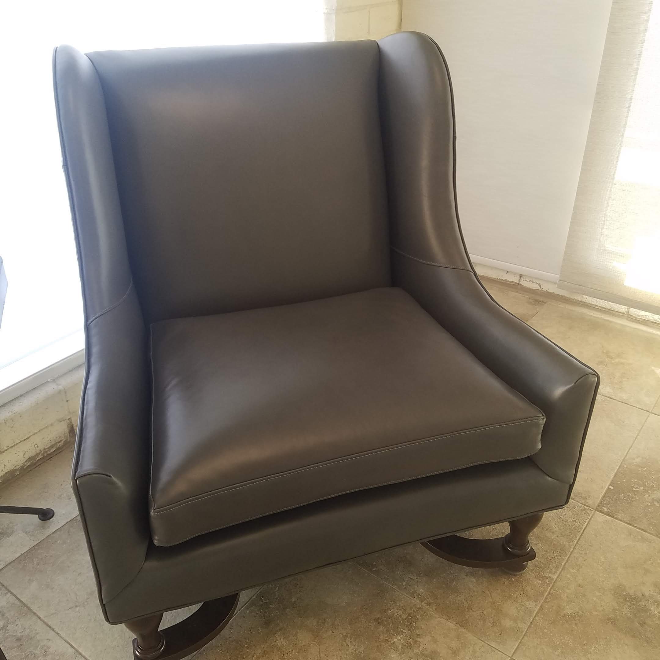 Grey Leather Wing Chair Gorgeous Wing Chair In Rich Grey Leather.